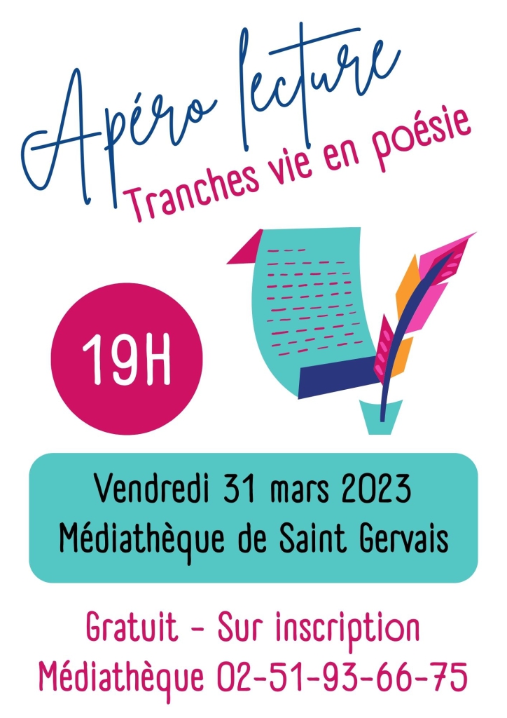Affiche représentant l'apéro lecture à la médiathèque de Saint -Gervais